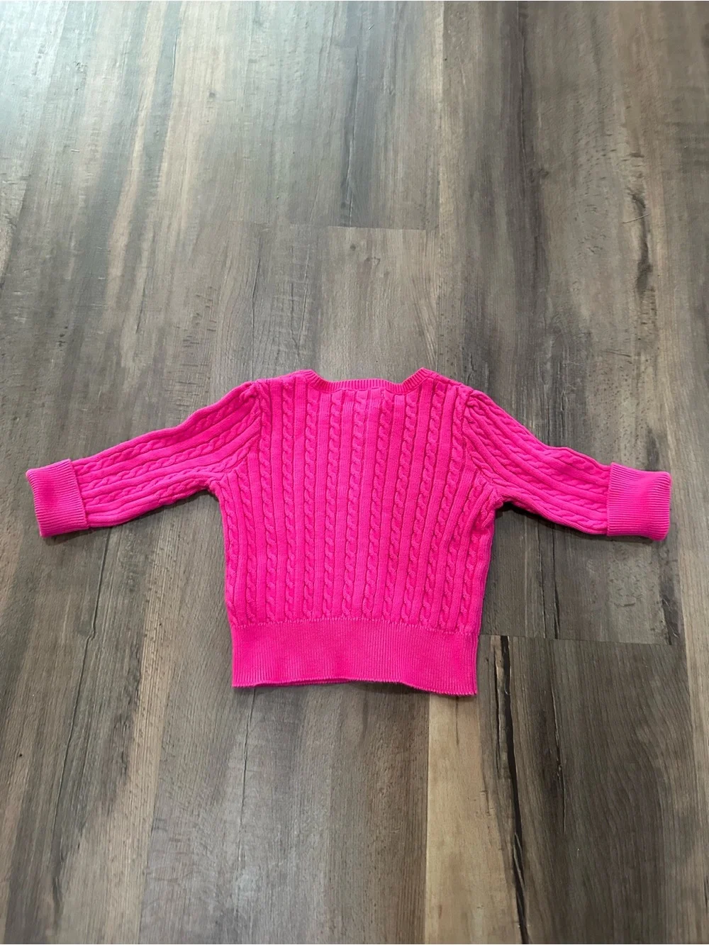 Ralph Lauren Classic Fuschia Cable-Knit Cardigan